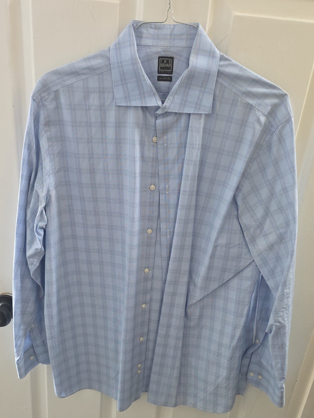 Ike Behar Light Blue Plaid Dress Shirt